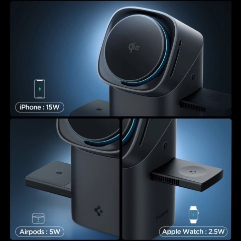 Ładowarka indukcyjna Spigen Essential EF223MS 3w1 QI2 - czarna