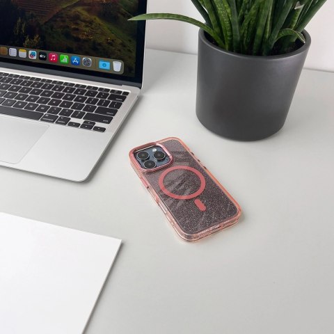 Etui brokatowe Glitter Case kompatybilne z MagSafe na iPhone 17 Pro Max - różowe