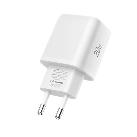 Ładowarka sieciowa Tech-Protect NCA20 PD 20W QC3.0 USB-A / USB-C + Kabel USB-C / USB-C 100cm - biała