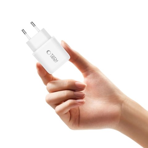 Ładowarka sieciowa Tech-Protect NCA20 PD 20W QC3.0 USB-A / USB-C + Kabel USB-C / USB-C 100cm - biała