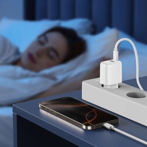Ładowarka sieciowa Tech-Protect NCA30 PD 30W QC3.0 USB-A / USB-C + Kabel USB-C / Lightning 100cm - biała