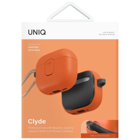 Etui UNIQ Clyde Lock Case do AirPods 4 - pomarańczowe