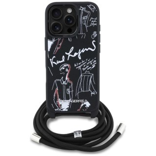 Etui Karl Lagerfeld Crossbody Grained Pattern & Logo do iPhone 16 Pro Max - czarne