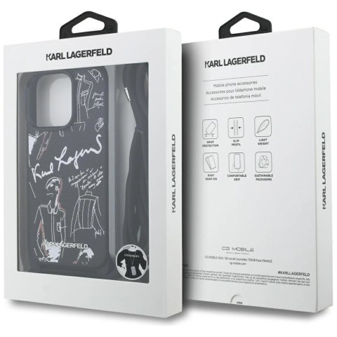 Etui Karl Lagerfeld Crossbody Grained Pattern & Logo do iPhone 16 Pro Max - czarne