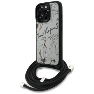 Etui Karl Lagerfeld Crossbody Grained Pattern & Logo do iPhone 16 Pro Max - szare