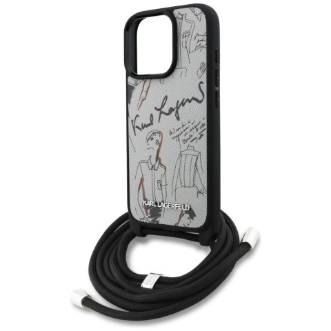 Etui Karl Lagerfeld Crossbody Grained Pattern & Logo do iPhone 16 Pro Max - szare
