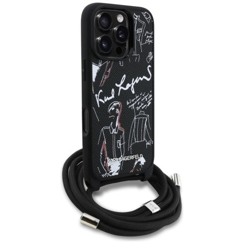 Etui Karl Lagerfeld Crossbody Grained Pattern & Logo do iPhone 16 Pro - czarne