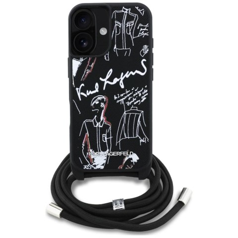 Etui Karl Lagerfeld Crossbody Grained Pattern & Logo do iPhone 16 - czarne