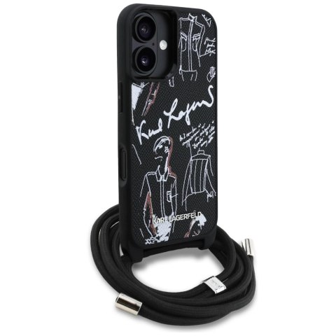 Etui Karl Lagerfeld Crossbody Grained Pattern & Logo do iPhone 16 - czarne