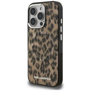 Etui Karl Lagerfeld IML Leopard Pattern MagSafe do iPhone 16 Pro Max - brązowe