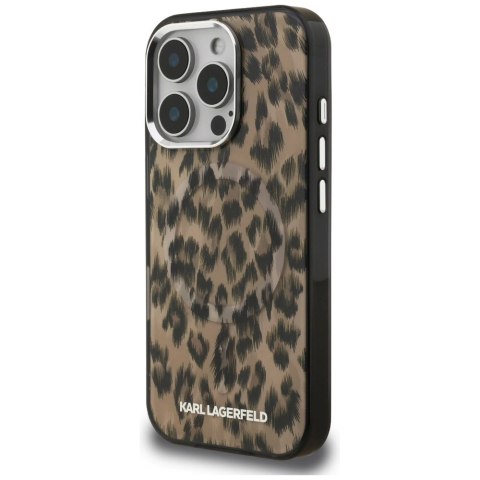 Etui Karl Lagerfeld IML Leopard Pattern MagSafe do iPhone 16 Pro - brązowe