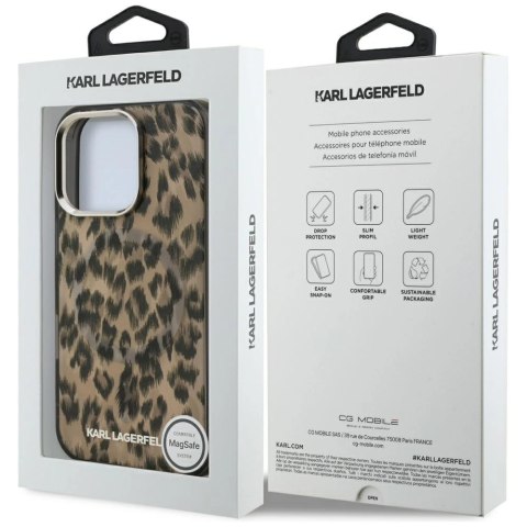 Etui Karl Lagerfeld IML Leopard Pattern MagSafe do iPhone 16 Pro - brązowe