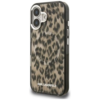 Etui Karl Lagerfeld IML Leopard Pattern MagSafe do iPhone 16 - brązowe
