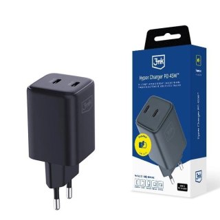 Ładowarka sieciowa 3mk Hyper Charger PD 45W QC4+ PPS 2C Super-Fast Charge 2.0 - czarna