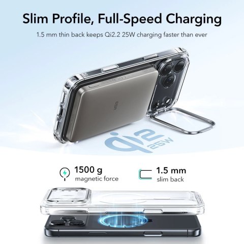 Etui ESR Classic Hybrid Kickstand MagSafe na iPhone 17 Pro Max - przezroczyste