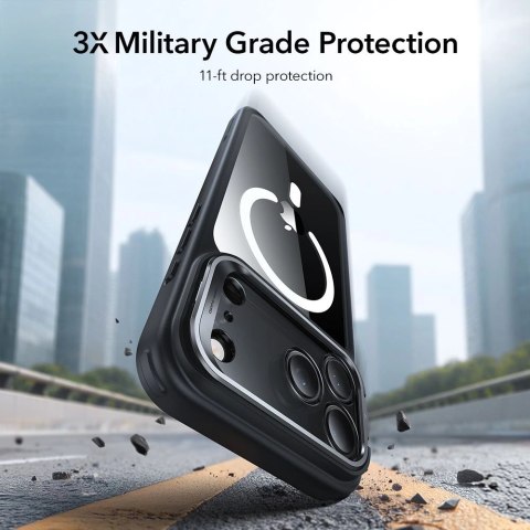 Etui ESR Classic Hybrid Kickstand MagSafe na iPhone 17 Pro Max - przezroczysto-czarne