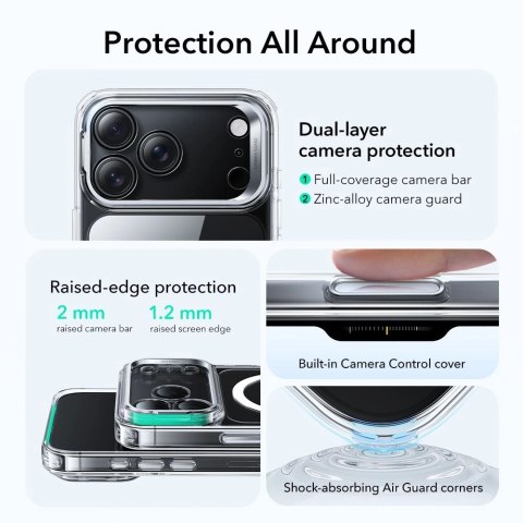 Etui ESR Classic Hybrid Kickstand MagSafe na iPhone 17 Pro - przezroczyste