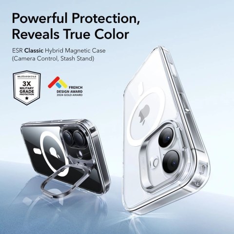 Etui ESR Classic Hybrid Kickstand MagSafe na iPhone 17 - przezroczyste