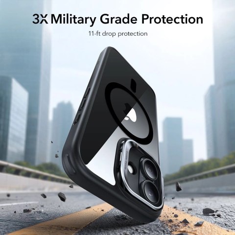 Etui ESR Classic Hybrid Kickstand MagSafe na iPhone 17 - przezroczysto-czarne