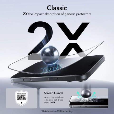 Szkło hartowane ESR UltraFit Tempered Glass 2-pack na iPhone 17 Pro - przezroczyste