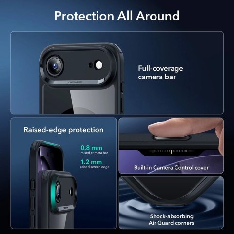 Zestaw ESR Classic Hybrid MagSafe + Szkło hartowane na iPhone 17 Air- przezroczysto-czarne