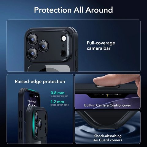 Zestaw ESR Classic Hybrid MagSafe + Szkło hartowane na iPhone 17 Pro Max - przezroczysto-czarne