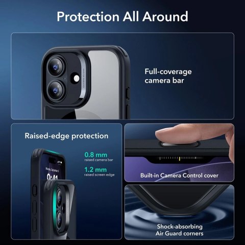 Zestaw ESR Classic Hybrid MagSafe + Szkło hartowane na iPhone 17 - przezroczysto-czarne