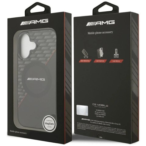 Etui AMG Double Layer Transparent Rhombs MagSafe do iPhone 17 - czarno-czerwone