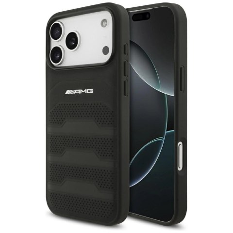 Etui AMG Leather Debossed Lines Logo do iPhone 17 Pro Max - czarne