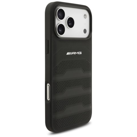 Etui AMG Leather Debossed Lines Logo do iPhone 17 Pro Max - czarne