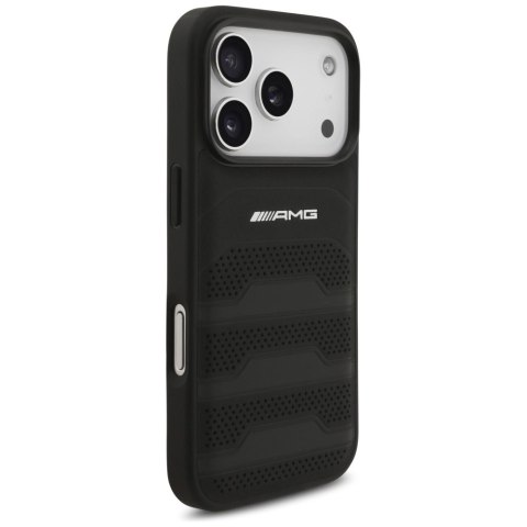Etui AMG Leather Debossed Lines Logo do iPhone 17 Pro - czarne