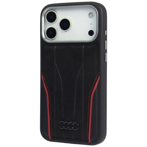 Etui Audi R8 Genuine Leather MagSafe do iPhone 17 Pro - czarno-czerwony