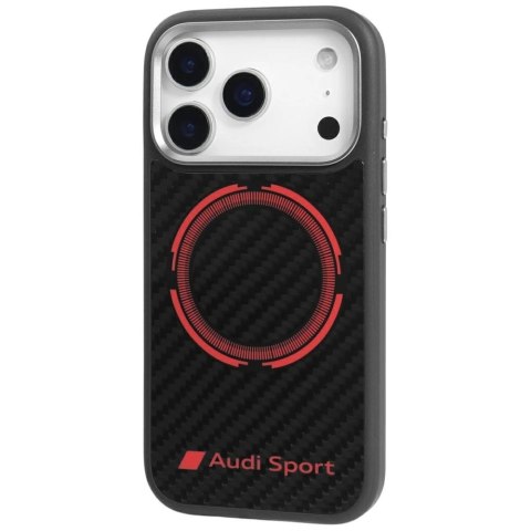Etui Audi RSQ Carbon Fiber Sport Red Circle MagSafe do iPhone 17 Pro - czarne
