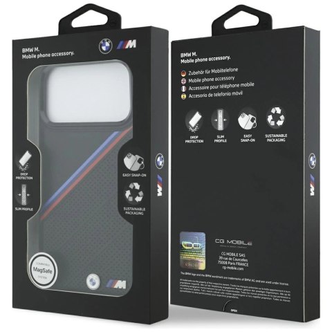 Etui BMW M Tricolor Metal Logo MagSafe do iPhone 17 Pro Max - czarne
