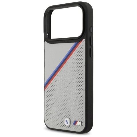 Etui BMW M Tricolor Metal Logo MagSafe do iPhone 17 Pro Max - szare