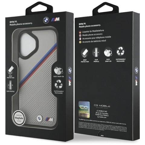Etui BMW M Tricolor Metal Logo MagSafe do iPhone 17 - szare