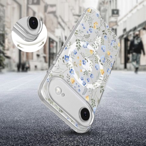 Etui Tech-Protect FlexAir MagSafe na iPhone 17 Air - stokrotki z liśćmi