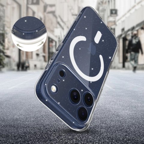 Etui Tech-Protect FlexAir MagSafe na iPhone 17 Pro Max - przezroczysto-brokatowe