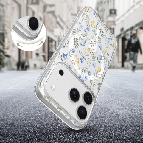 Etui Tech-Protect FlexAir MagSafe na iPhone 17 Pro Max- stokrotki z liśćmi