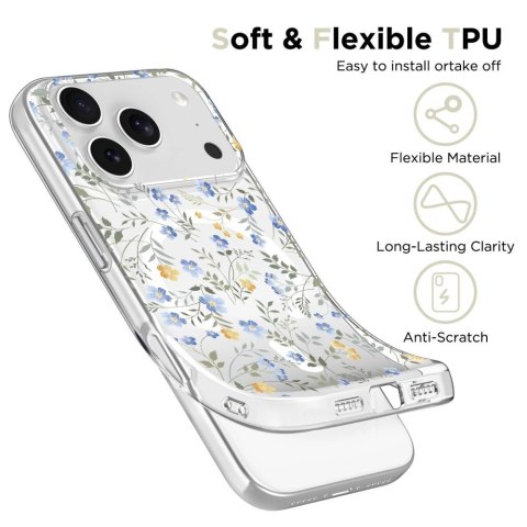 Etui Tech-Protect FlexAir MagSafe na iPhone 17 Pro - stokrotki z liśćmi