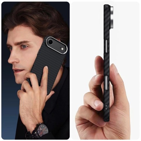 Etui Tech-Protect Ion Carbon MagSafe na iPhone 17 Air - czarno-srebrne