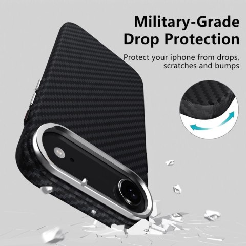 Etui Tech-Protect Ion Carbon MagSafe na iPhone 17 Air - czarno-srebrne