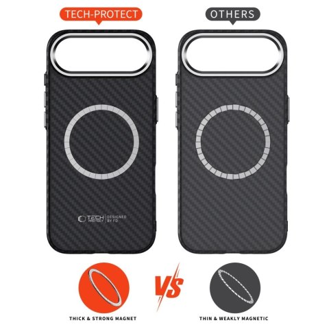 Etui Tech-Protect Ion Carbon MagSafe na iPhone 17 Air - czarno-srebrne