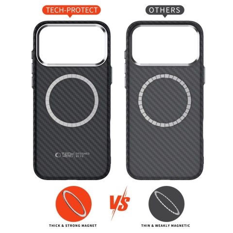 Etui Tech-Protect Ion Carbon MagSafe na iPhone 17 Pro Max - szaro-czarne