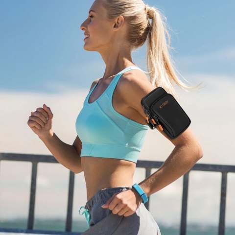 Etui Tech-Protect M7 Universal Sport Armband - czarno-pomarańczowa