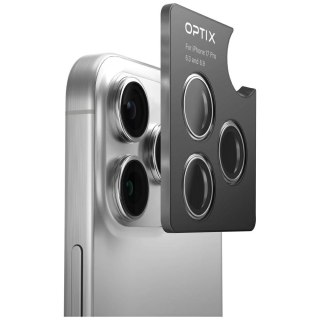 Szkło na obiektyw aparatu UNIQ Optix Aluminium Camera Lens Protector do iPhone 17 z aplikatorem - czarne