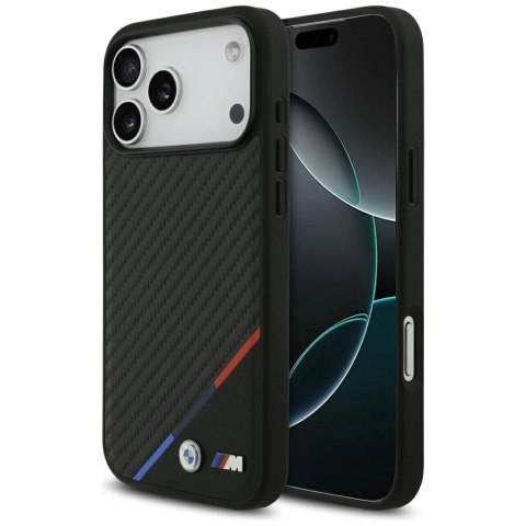 Etui BMW M Carbon Tricolor Line MagSafe na iPhone 17 Pro Max - czarne