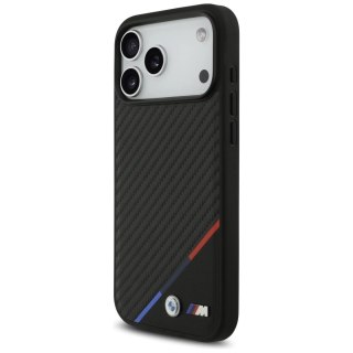 Etui BMW M Carbon Tricolor Line MagSafe na iPhone 17 Pro Max - czarne