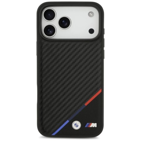 Etui BMW M Carbon Tricolor Line MagSafe na iPhone 17 Pro Max - czarne