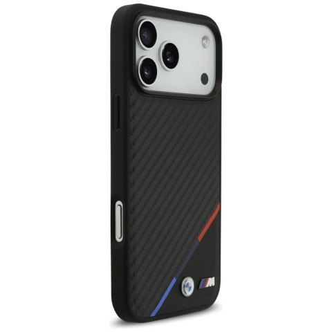 Etui BMW M Carbon Tricolor Line MagSafe na iPhone 17 Pro Max - czarne